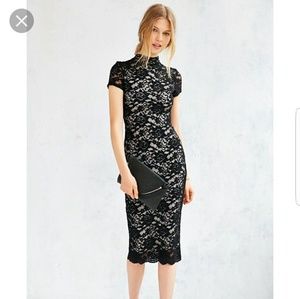 Black lace lined midi dress